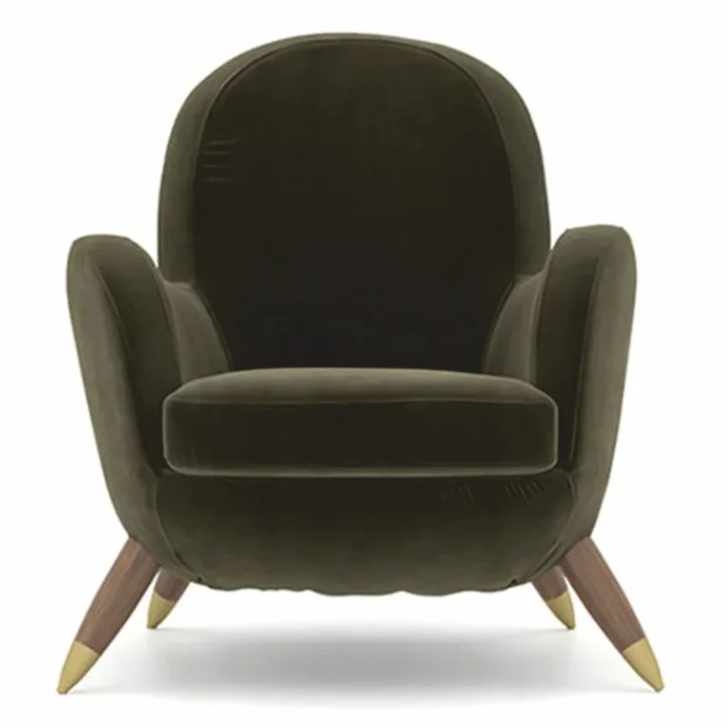 Casa Padrino Luxus Sessel Grün / Braun / Messing - Wohnzimmer & Hotel Möbel
