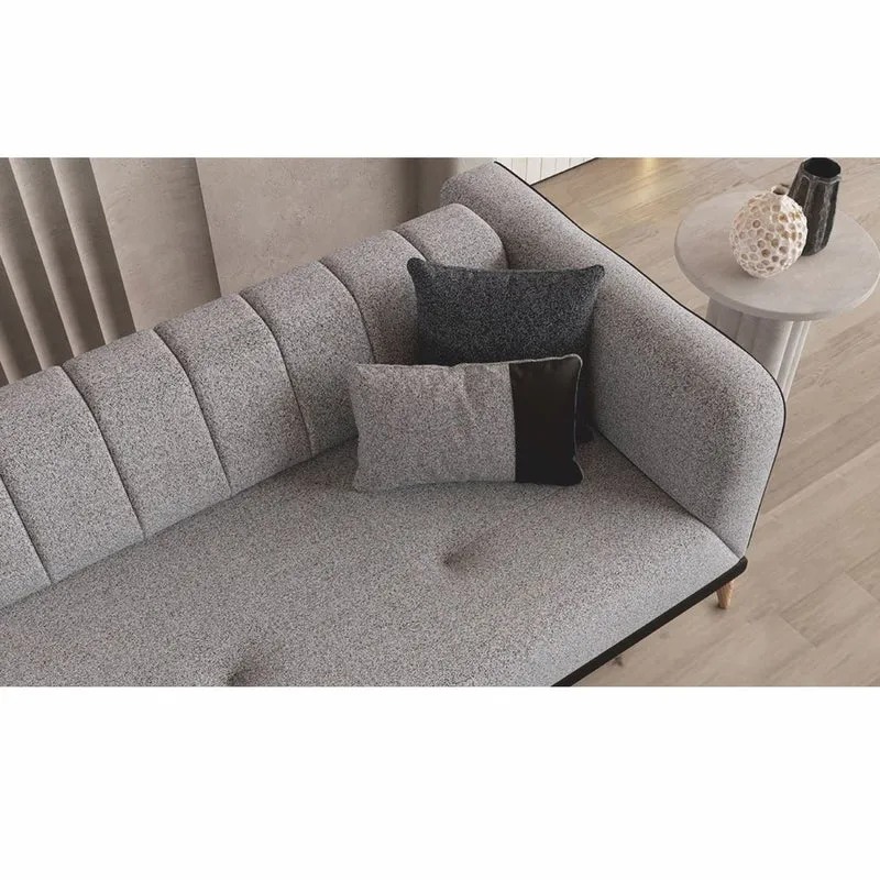 Casa Padrino Luxus Schlafsofa mit verstellbarer Rückenlehne Grau / Schwarz / Naturfarben 229 cm