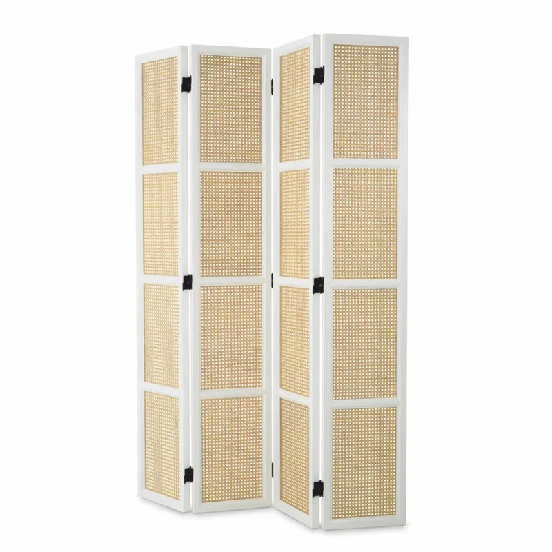 Casa Padrino Luxus Raumteiler Weiß / Naturfarben 163 x H. 225 cm - Luxus Interior