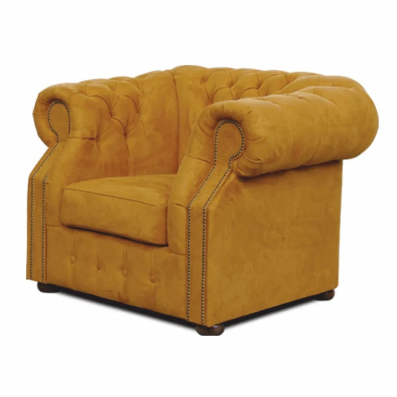 Casa Padrino Luxus Chesterfield Samt Sessel Ocker / Dunkelbraun - Chesterfield Möbel