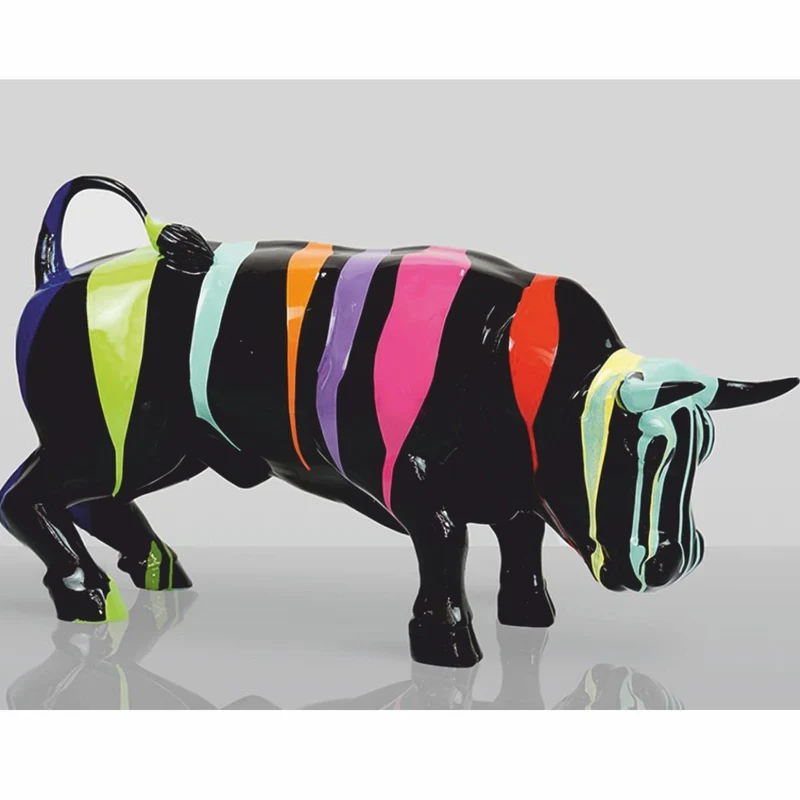 Casa Padrino Deko Skulptur Stier Schwarz / Bunt 81 cm - Garten Figur