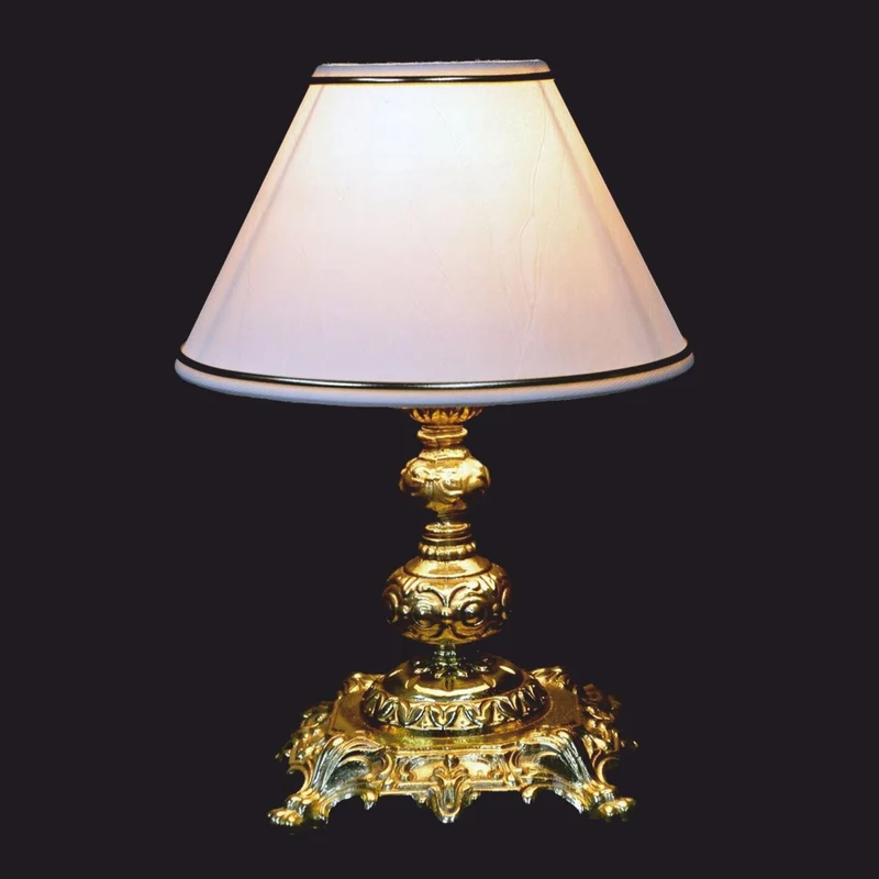Casa Padrino Luxus Barock Tischleuchte Gold Glänzend / Weiß Ø 20 x H. 27 cm - Barock Leuchten