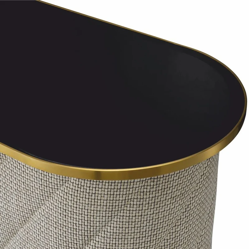 Casa Padrino Luxus Bar Theke mit Glasplatte Cremeweiß / Schwarz / Messing 140 cm - Bar Möbel