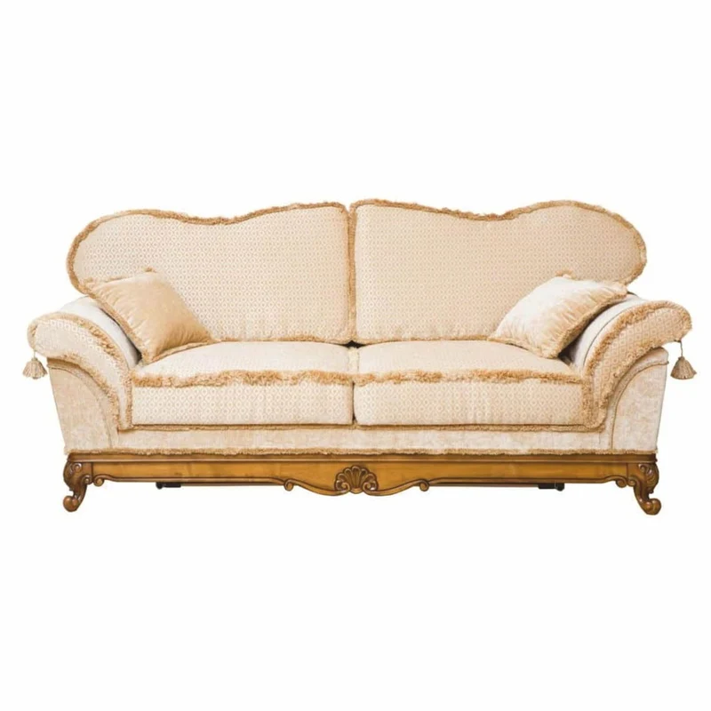 Casa Padrino Luxus Barock Sofa Creme / Braun 210 cm - Barock Wohnzimmer Möbel