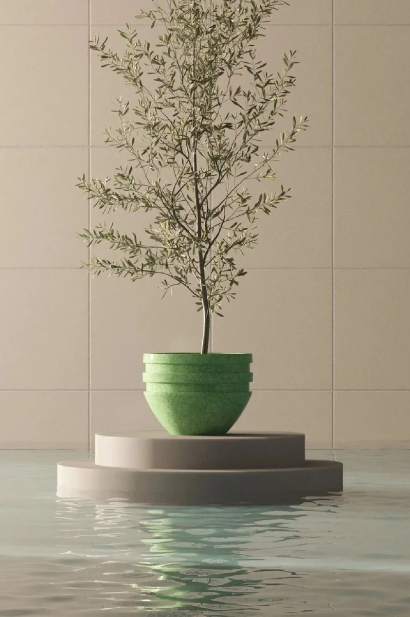 Casa Padrino Luxus Beton Blumentopf Grün Ø 80 x H. 60 cm - Wohnzimmer & Garten Deko Pflanzentopf