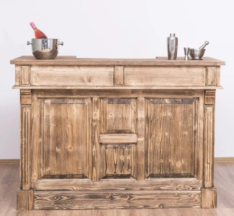 Casa Padrino Landhausstil Bar Theke Braun / Naturfarben 160 cm - Bar Möbel