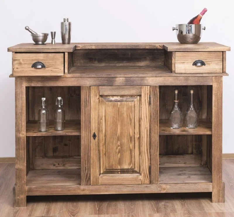 Casa Padrino Landhausstil Bar Theke Braun / Naturfarben 160 cm - Bar Möbel