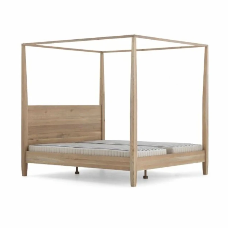 Casa Padrino Landhausstil Himmelbett Naturfarben / Grau - Verschiedene Größen - Schlafzimmer Möbel