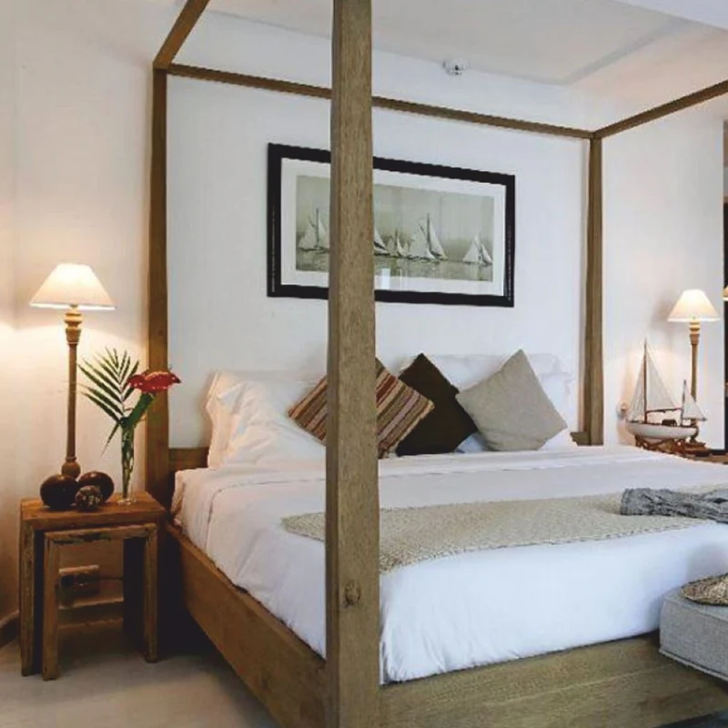 Casa Padrino Landhausstil Himmelbett Naturfarben / Grau - Verschiedene Größen - Schlafzimmer Möbel