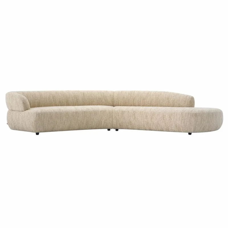 Casa Padrino Luxus Sofa Creme / Schwarz 360 cm - Gebogenes Wohnzimmer & Hotel Sofa