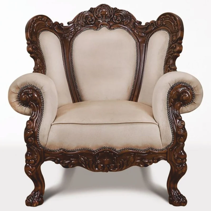 Casa Padrino Luxus Barock Samt Sessel Grau / Dunkelbraun - Barockstil Wohnzimmer Möbel