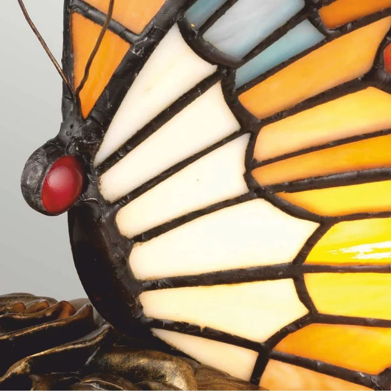 Casa Padrino Luxus Tiffany LED Tischleuchte Schmetterling Bunt / Bronze - Tiffany Deko Leuchten