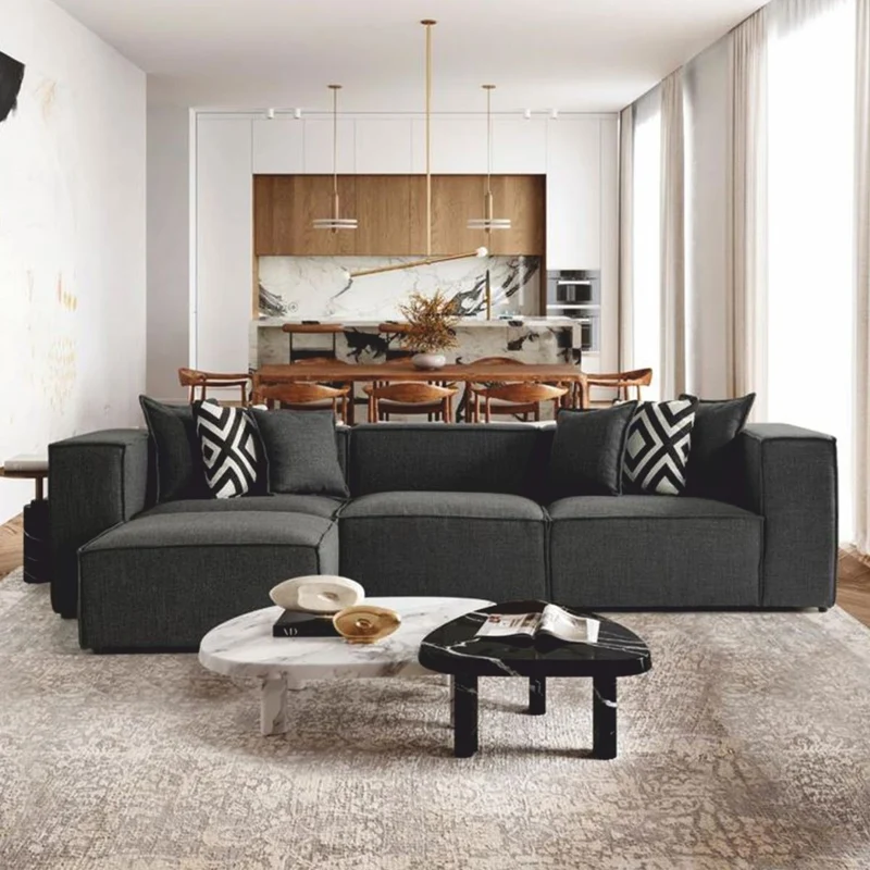 Casa Padrino Luxus Ecksofa Grau / Schwarz 315 cm - Wohnzimmer & Hotel Möbel