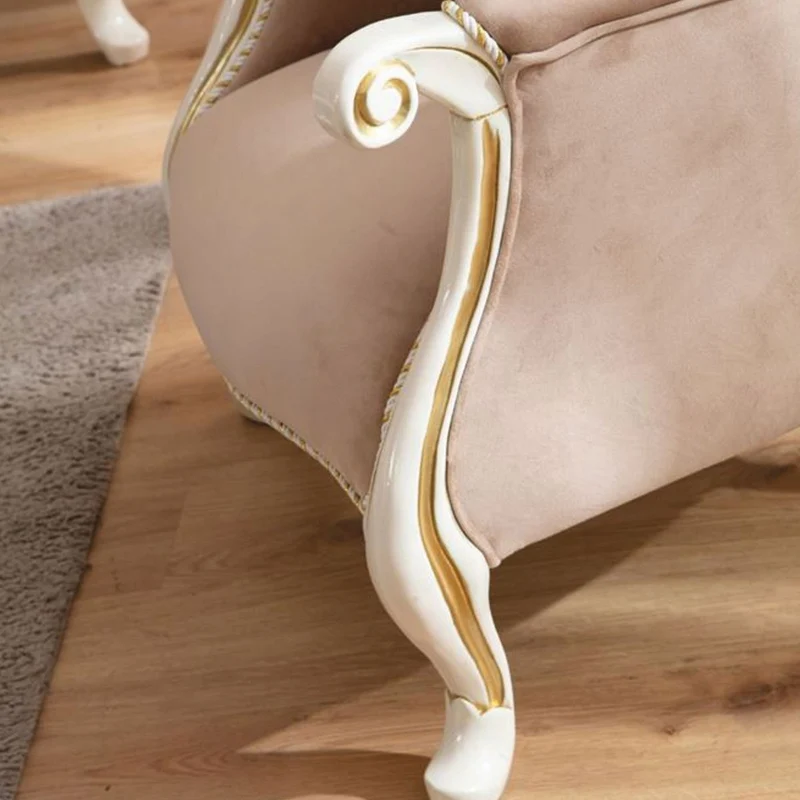 Casa Padrino Luxus Barock Wohnzimmer Sessel Hellbraun / Weiß / Gold - Barockstil Möbel