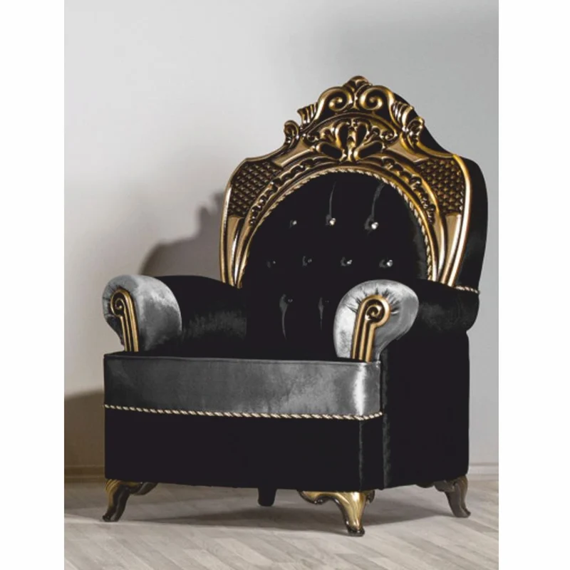 Casa Padrino Luxus Barock Sessel mit Glitzersteinen Schwarz / Silber / Gold - Prunkvolle Barock Möbel