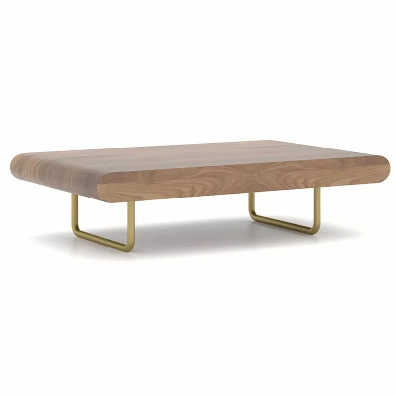 Casa Padrino Luxus Couchtisch Braun / Messing 140-210 cm - Ausziehbarer Wohnzimmertisch