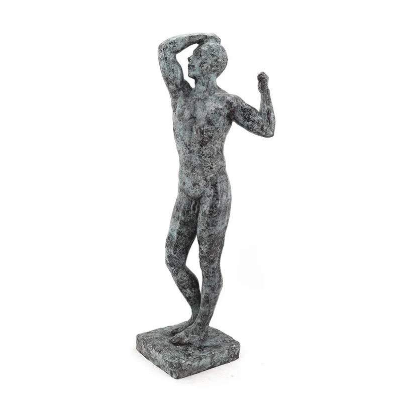 Casa Padrino Deko Bronze Skulptur Mann Türkis / Schwarz H. 90 cm - Große Deko Figur