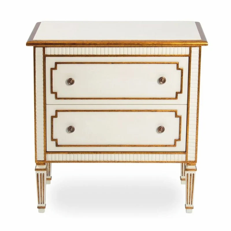 Casa Padrino Luxus Barock Nachtkommode Creme / Antik Gold - Barockstil Schlafzimmer Möbel