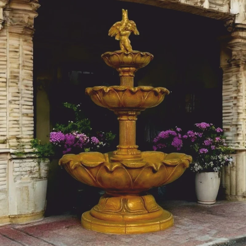 Casa Padrino Barock Springbrunnen Antik Beige Ø 145 x H. 240 cm - Prunkvoller Gartenbrunnen