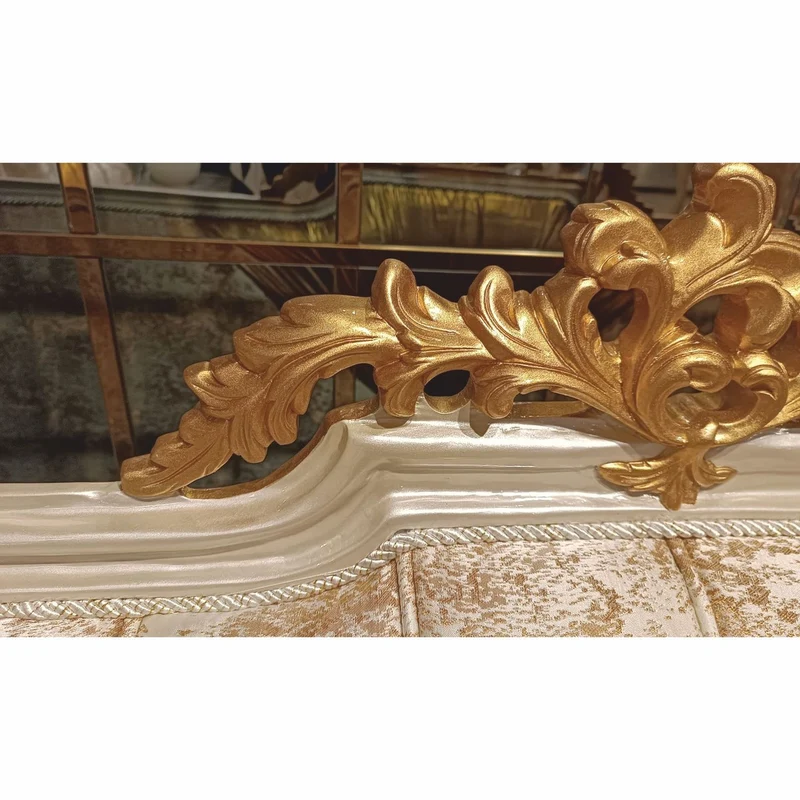 Casa Padrino Luxus Barock Wohnzimmer Sofa Gold / Weiß / Grau / Gold H. 239 cm - Barock Möbel
