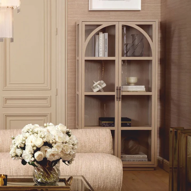 Casa Padrino Luxus Vitrine Beige / Bronze 118 x 44,5 x H. 210 cm - Luxus Interior