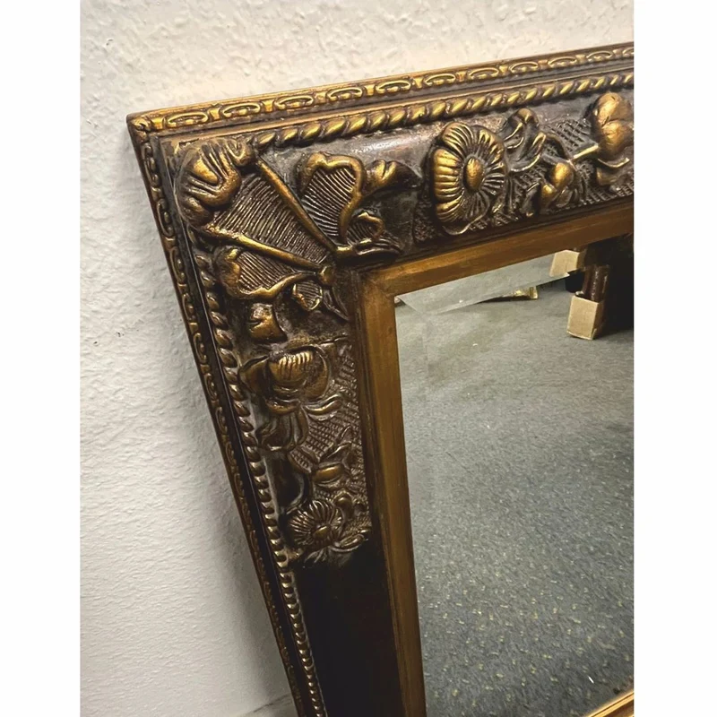 Casa Padrino Barock Spiegel Schwarz / Antik Gold H. 94 cm - Barockstil Möbel