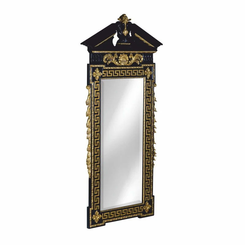 Casa Padrino Luxus Barock Spiegel Schwarz / Gold H. 189 cm - Barockstil Möbel