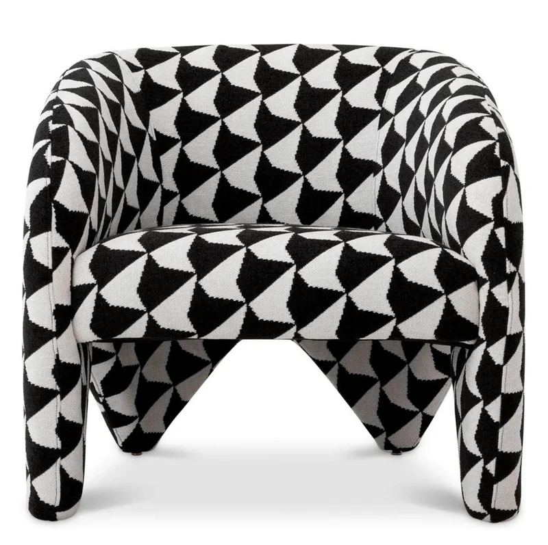 Casa Padrino Luxus Sessel mit Muster Schwarz / Weiß 78 x 78 x H. 72 cm - Luxus Möbel