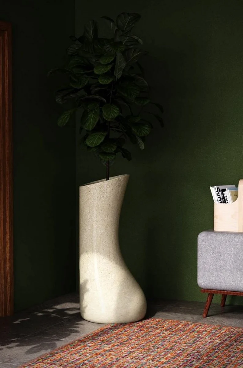 Casa Padrino Luxus Deko Blumentopf Creme H. 100 cm - Beton Pflanzentopf