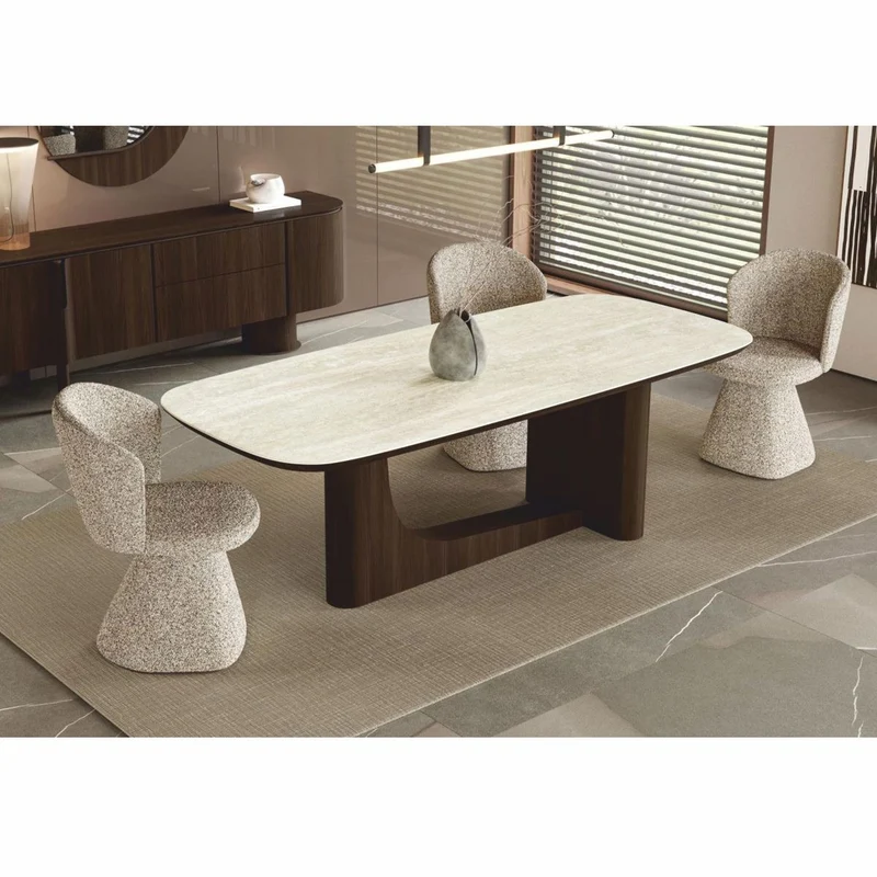Casa Padrino Luxus Esszimmer Set - 1 Esstisch mit Keramik Tischplatte und 6 Esszimmer Stühle