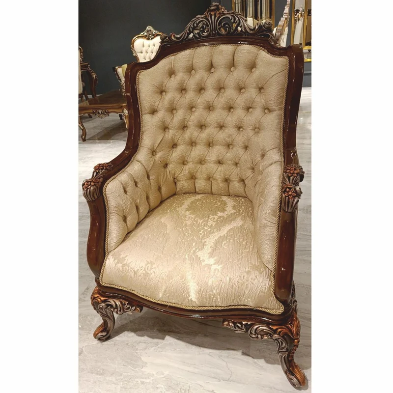 Casa Padrino Luxus Barock Wohnzimmer Sessel Gold / Dunkelbraun / Grau / Bronze H. 121 cm - Barock Möbel