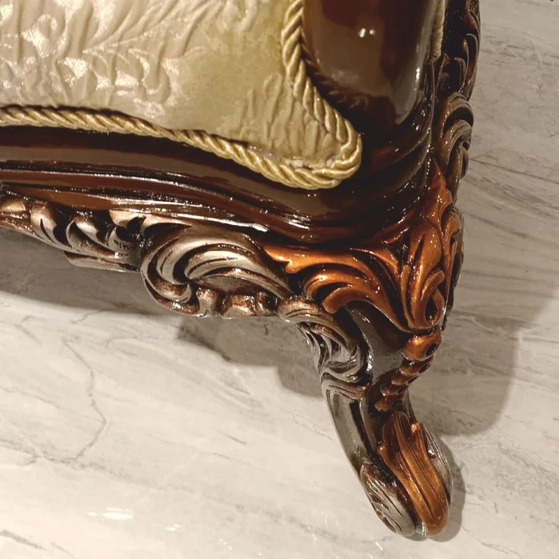Casa Padrino Luxus Barock Wohnzimmer Sessel Gold / Dunkelbraun / Grau / Bronze H. 121 cm - Barock Möbel