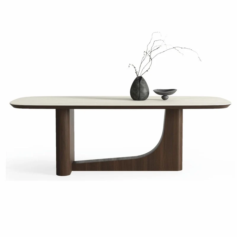 Casa Padrino Luxus Esstisch mit Keramik Tischplatte Weiß / Dunkelbraun 230 cm