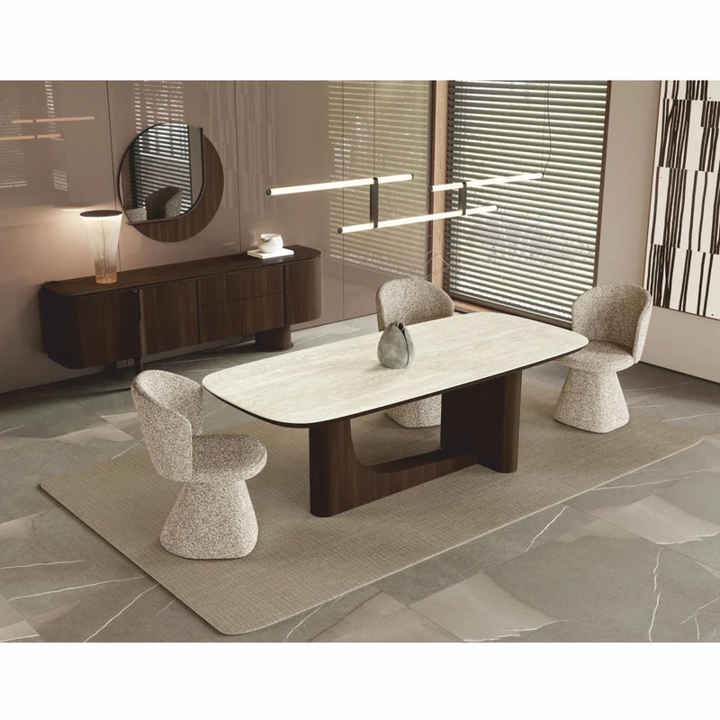 Casa Padrino Luxus Esstisch mit Keramik Tischplatte Weiß / Dunkelbraun 230 cm