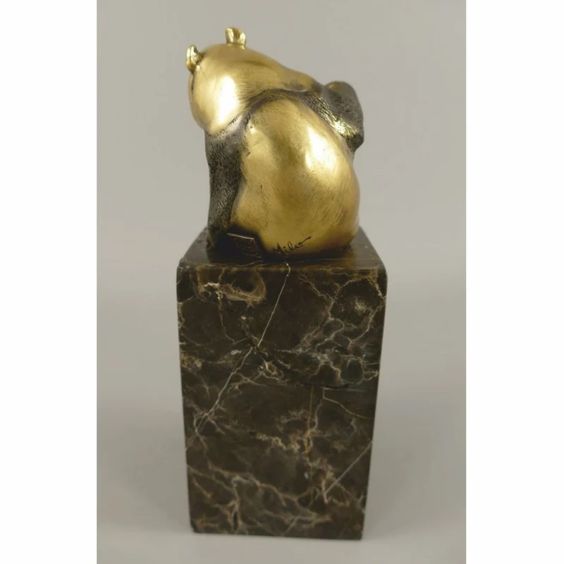 Casa Padrino Bronze Skulptur Panda Bär Gold / Schwarz H. 21 cm - Bronzefigur