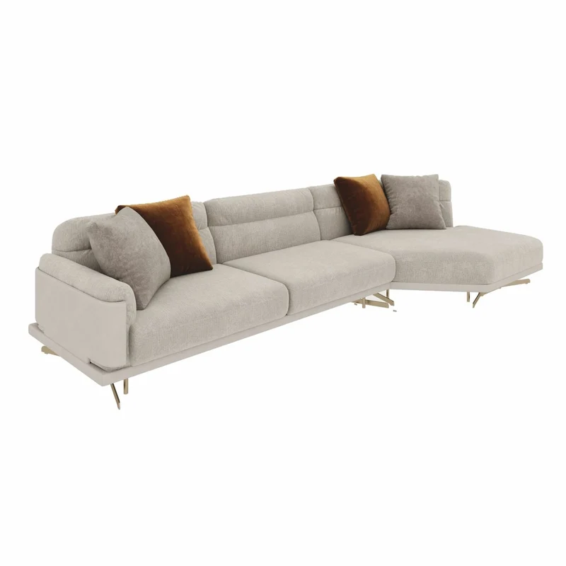 Casa Padrino Luxus Ecksofa Grau / Messing 360 cm - Wohnzimmer & Hotel Sofa
