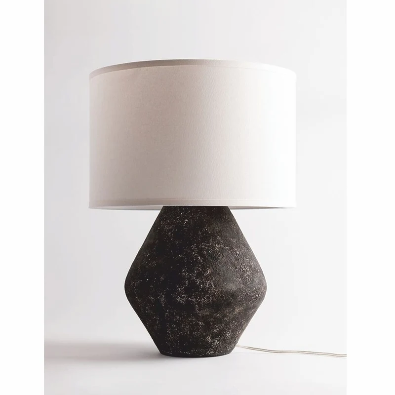 Casa Padrino Luxus Tischleuchte Schwarz / Cremeweiß H. 58,5 cm - Luxus Leuchten