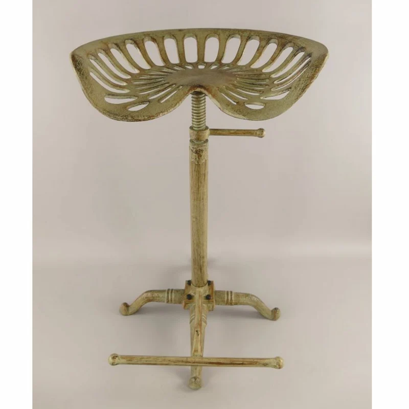 Casa Padrino Industrie Stil Gusseisen Barhocker Rustikal Grün H. 75 cm