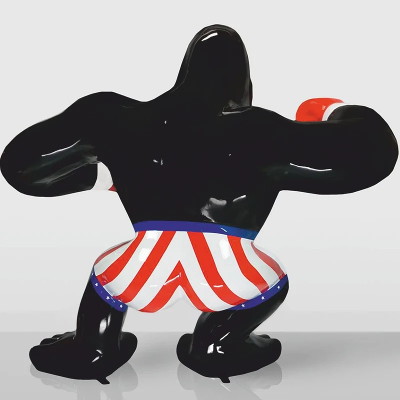 Casa Padrino XXL Deko Skulptur Gorilla Affe mit Boxhandschuhen H. 180 cm