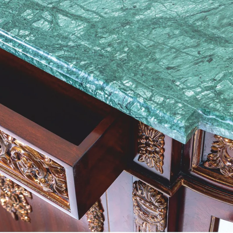 Casa Padrino Luxus Barock Sideboard Braun / Antik Gold / Grün 130 cm - Made in Italy