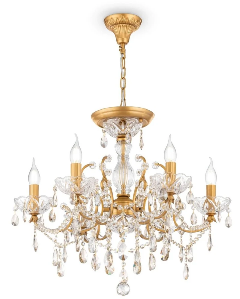 Casa Padrino Barock Kristall Kronleuchter Gold Ø 62 x H. 56 cm - Prunkvoller Lüster im Barockstil - Barock Möbel