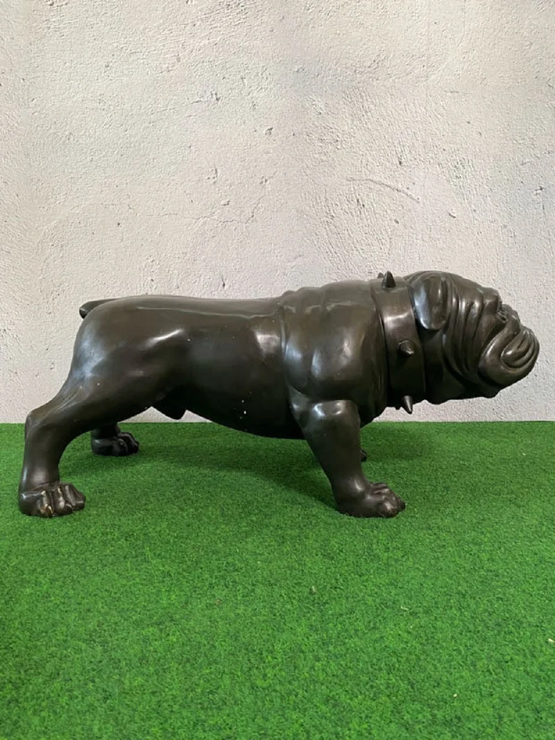 Casa Padrino Luxus Bronze Deko Skulptur Hund Bulldogge 81 x 43 x H. 38 cm - Bronze Dekofigur - Luxus Deko Accessoires