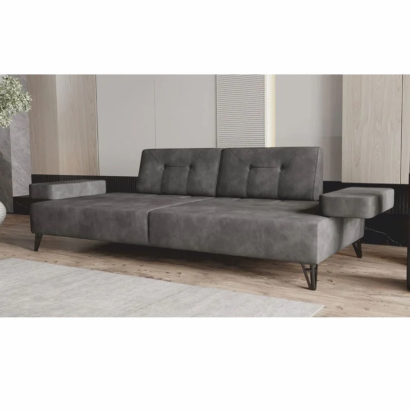 Casa Padrino Luxus 3er Sofa mit verstellbaren Arm- und Rückenlehnen Grau 226 cm - Wohnzimmer Möbel