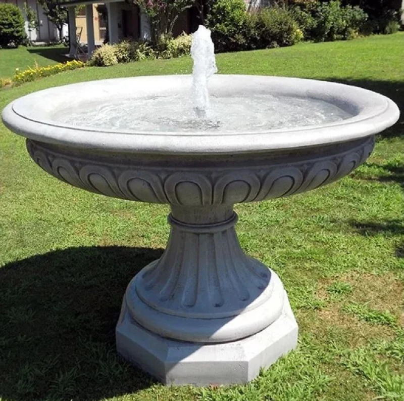 Casa Padrino Barock Springbrunnen Grau Ø 150 x H. 115 cm - Runder Gartenbrunnen - Made in Italy