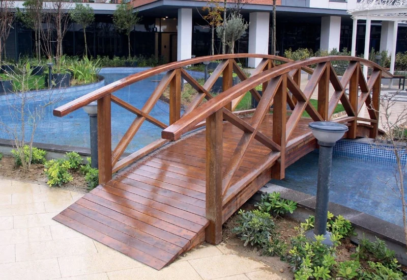 Casa Padrino Luxus Massivholz Brücke mit Geländer Braun 504 cm - Garten & Park Möbel