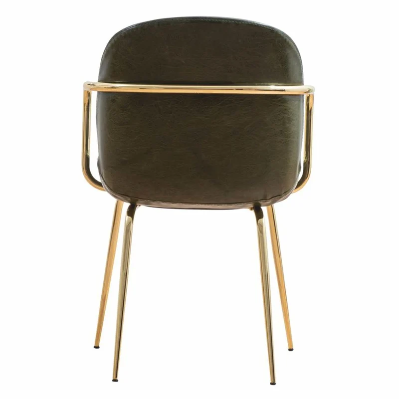 Casa Padrino Luxus Kunstleder Esszimmer Stuhl 6er Set mit Armlehnen Grün / Gold H. 84 cm