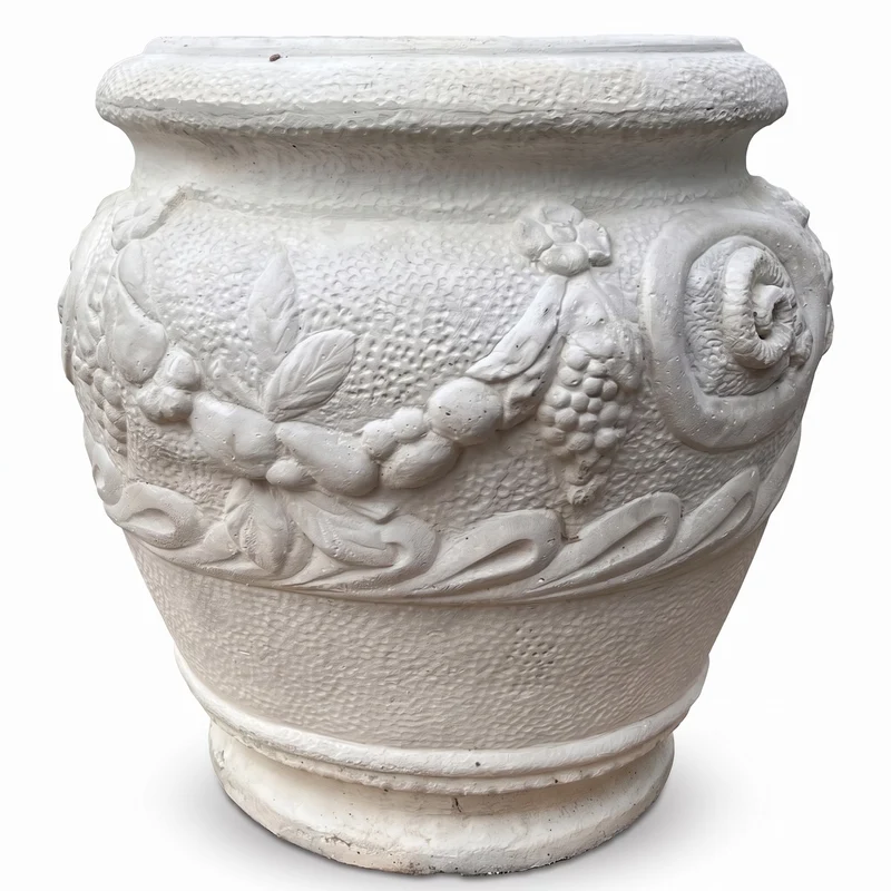 Casa Padrino Barock Garten Deko Blumentopf Grau H. 66 cm