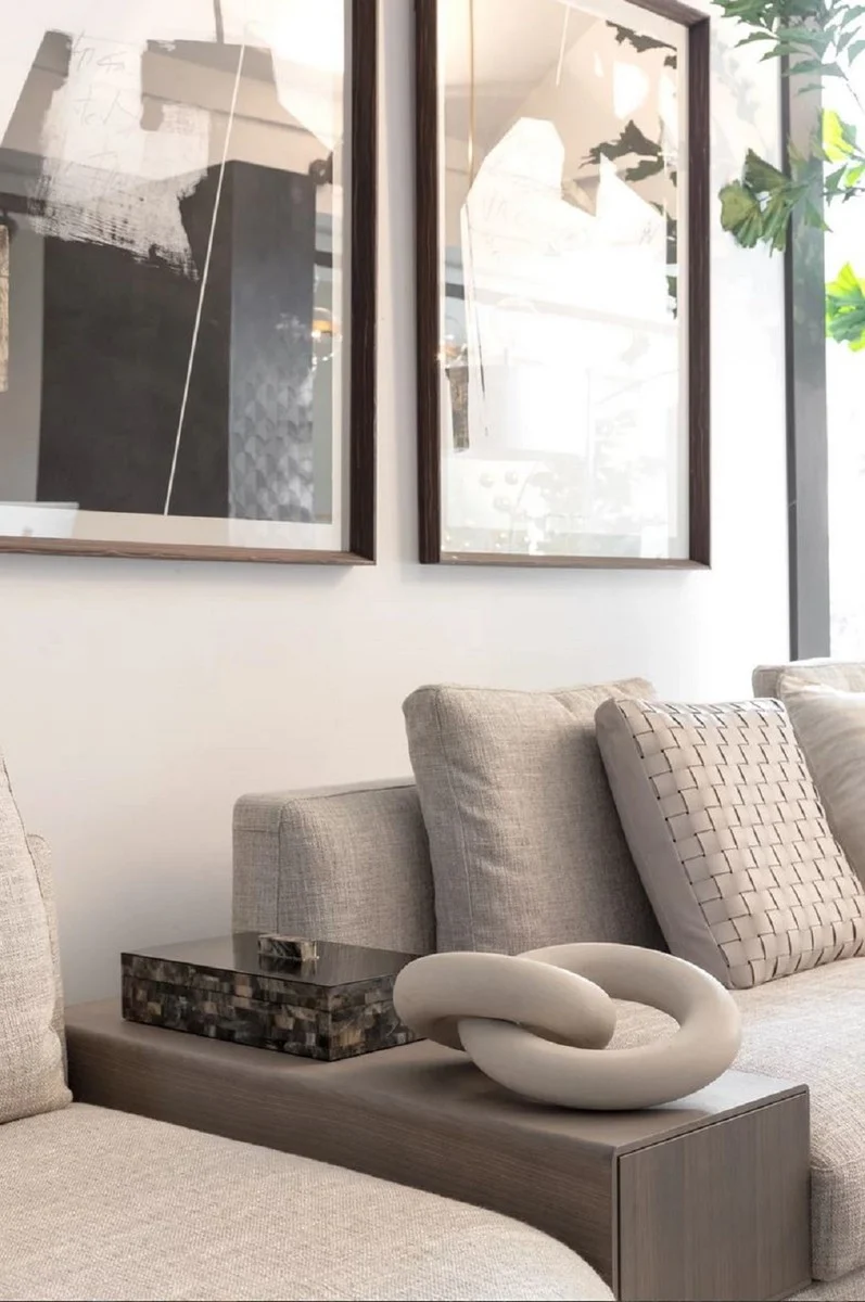 Casa Padrino Luxus Sandstein Deko Objekt Ringe Creme-Beige - Wohnzimmer Dekoration