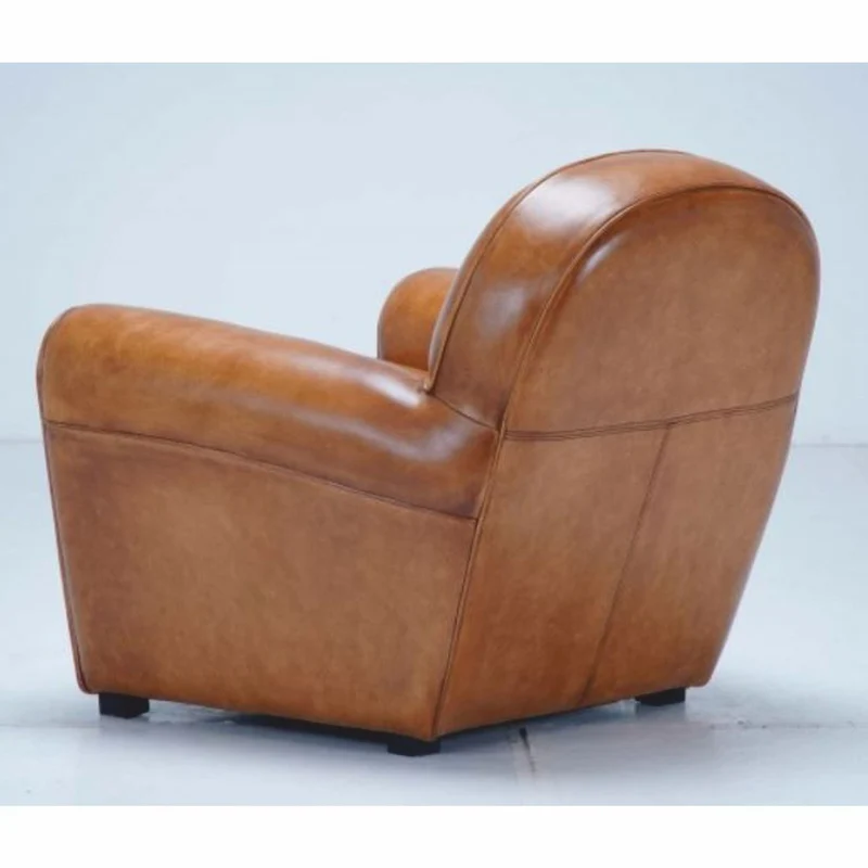 Casa Padrino Luxus Echtleder Sessel Hellbraun / Schwarz - Echtleder Möbel