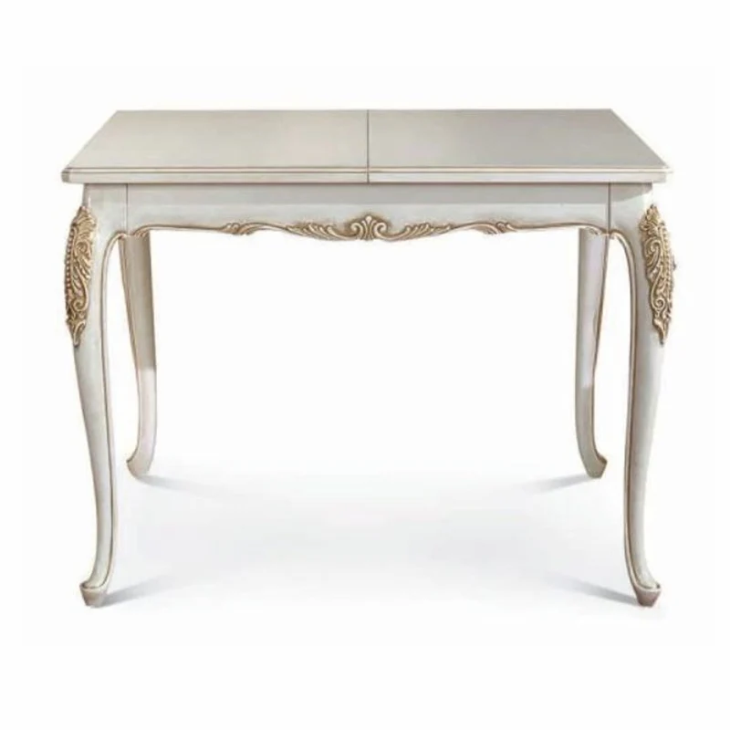 Casa Padrino Luxus Barock Esstisch Elfenbein / Gold 110-165 cm - Barock Möbel - Made in Italy